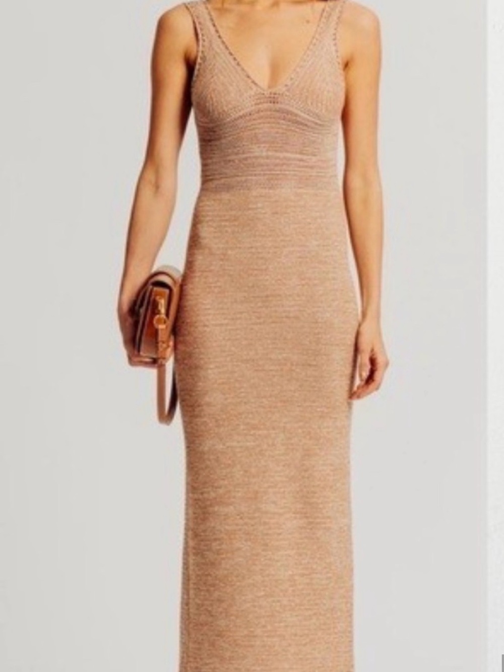 Torn by Ronny Kobo maxi Dress in Brown Sand